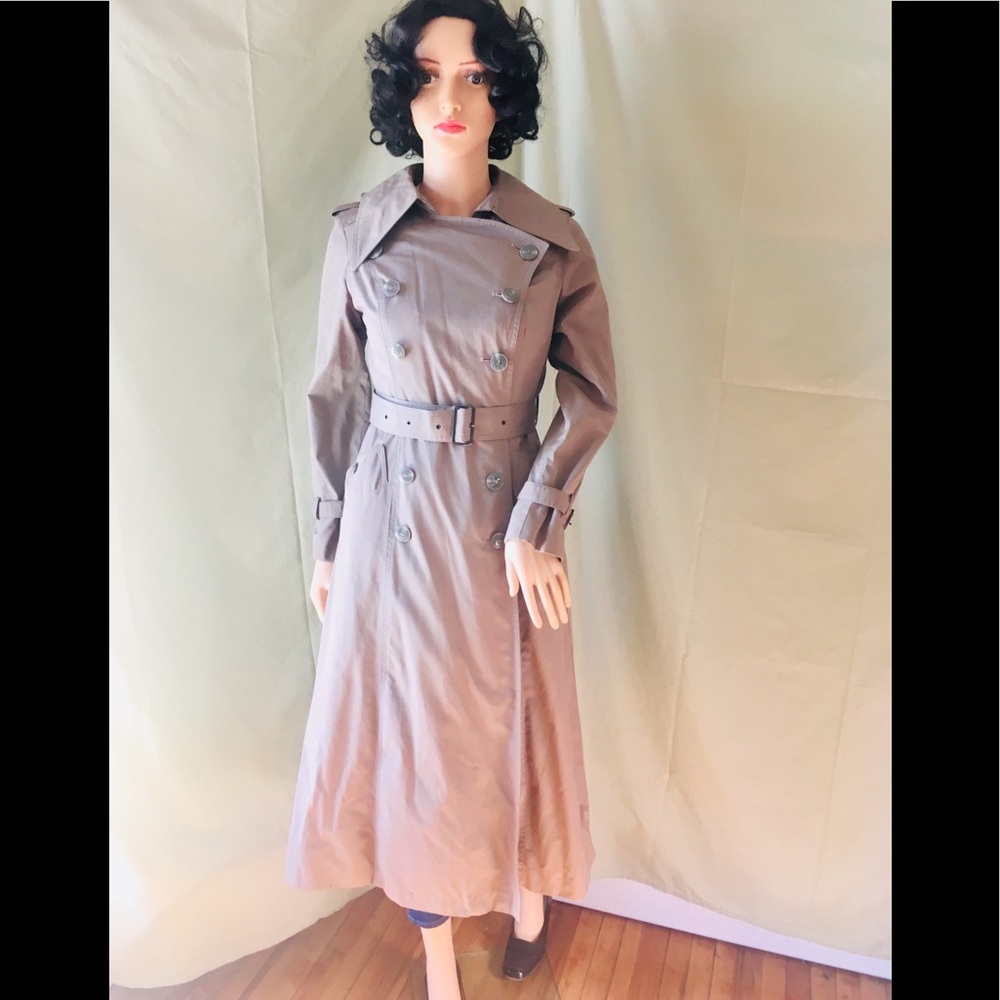 Vintage grey Little Foxes Int’l trench coat sz XS